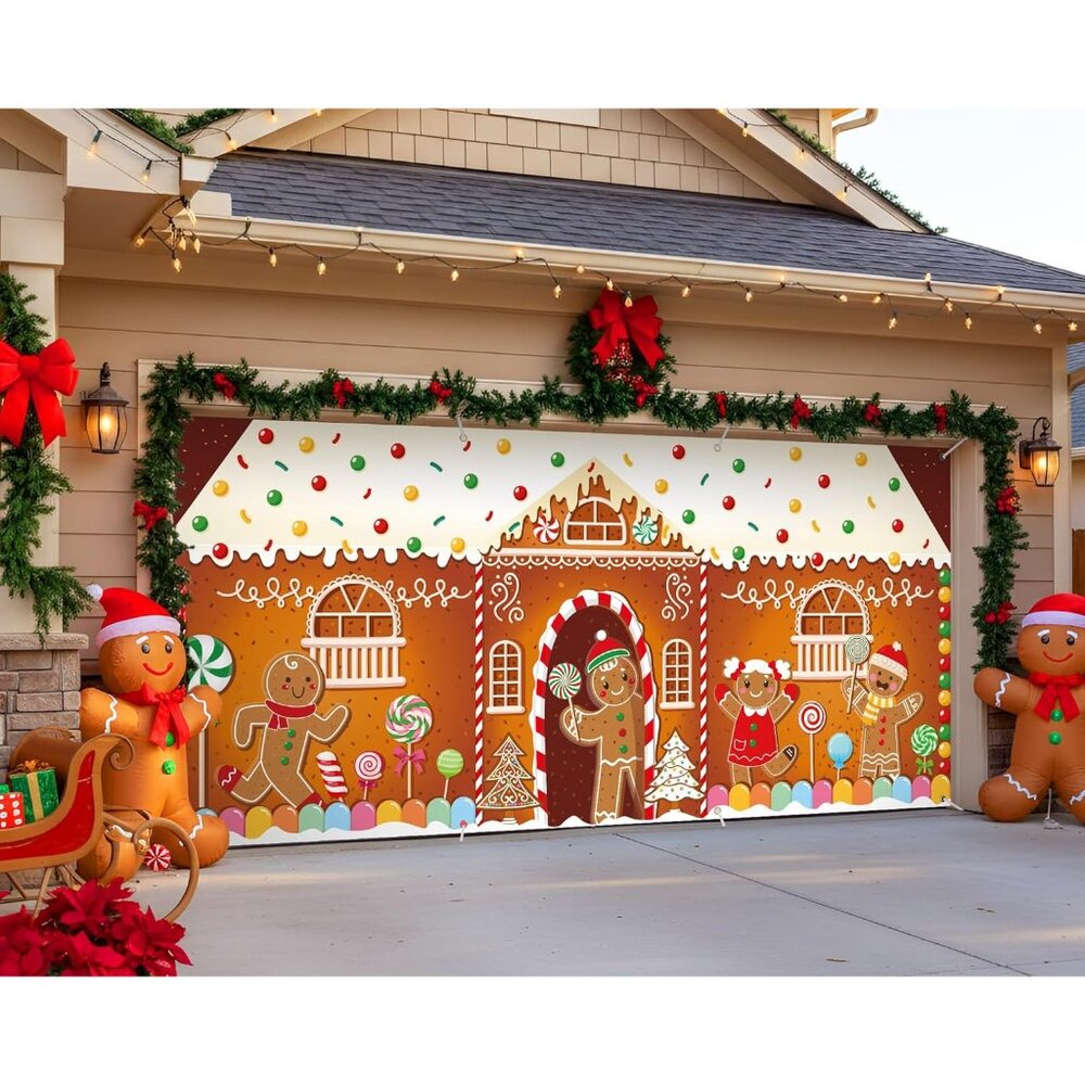 16 x 7Ft Christmas Garage Door Banner Decoration Magnetic Garage Door Covers Lar - Picture 5 of 8